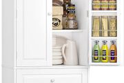 Kitchen Cupboard Tall Kitchen Cabinet Pantry Cupboard with 2 Doors Storage Free Standing Sideboard Storage Cabinet, 2 Drawers, Adjustable Shelves 60x40x120cm White