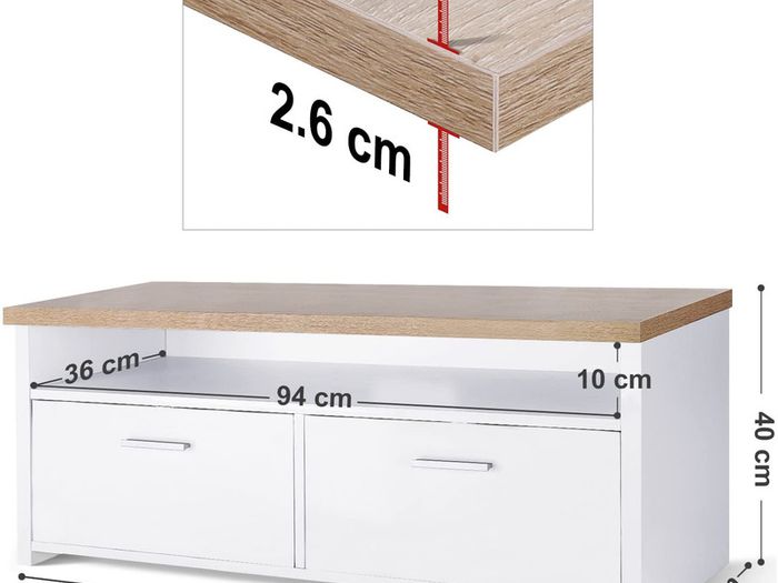 _TV table, TV cabinet with compartments and flap doors, TV cabinet, TV board, lowboard, table TV furniture white wood-colored