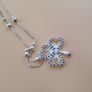 Elegant 925 Sterling Silver Four-Leaf Clover Pendant Blue & White Zirconia Stones Image 4