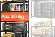 Heavy Duty Metal Shelf 183x90x40 cm with 5 Adjustable Metal Shelf Garage Shelving Units,Racking for Garage,Storage Shelf for Cellars &amp; Workshops,Load capacity up to 1000 kg,Black