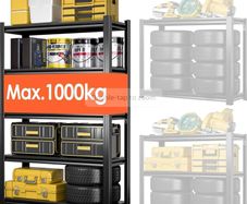 Heavy Duty Metal Shelf 183x90x40 cm with 5 Adjustable Metal Shelf Garage Shelving Units,Racking for Garage,Storage Shelf for Cellars & Workshops,Load capacity up to 1000 kg,Black