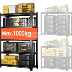Heavy Duty Metal Shelf 183x90x40 cm with 5 Adjustable Metal Shelf Garage Shelving Units,Racking for Garage,Storage Shelf for Cellars & Workshops,Load capacity up to 1000 kg,Black
