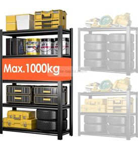 Heavy Duty Metal Shelf 183x90x40 cm with 5 Adjustable Metal Shelf Garage Shelving Units,Racking for Garage,Storage Shelf for Cellars & Workshops,Load capacity up to 1000 kg,Black