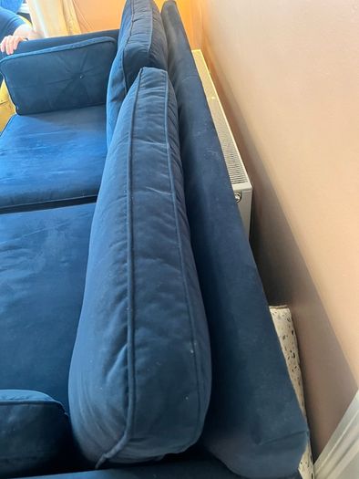 3-Seater Navy Velvet Sofa