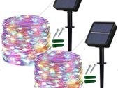 Solar String Lights Waterproof, 12M/40Ft 120 LED 8 Modes Copper Wire Decorative Solar Fairy Lights for Home, Garden, Patio, Yard, Fence, Camping, Party, Wedding (Multi-Coloured)