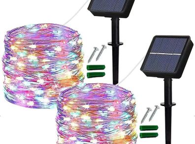Solar String Lights Waterproof, 12M/40Ft 120 LED 8 Modes Copper Wire Decorative Solar Fairy Lights for Home, Garden, Patio, Yard, Fence, Camping, Party, Wedding (Multi-Coloured)