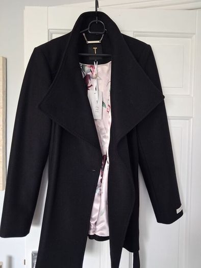 Ted Baker Rytaa Short Wrap Coat - Black - UK 12 - BNWT RRP 365