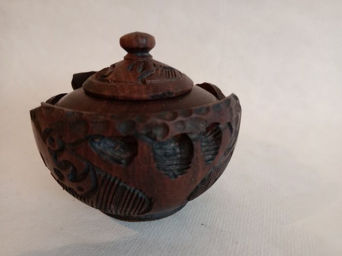 Antique Hand Carved Hardwood Treen Box