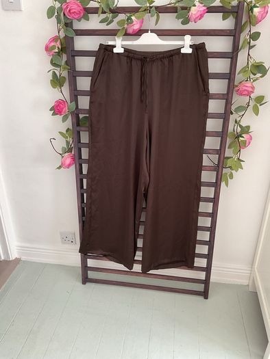 trousers brown satin wide leg trousers large primark