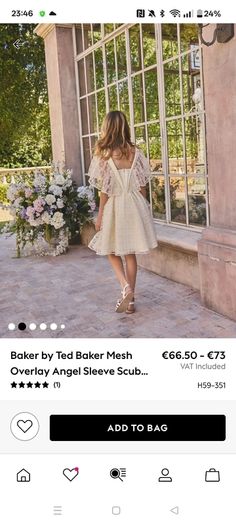 Ted Baker yellow dress mesh overlay angel sleeve