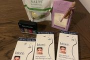 Cosmetics, L'Occitane cream, bath bombs, bath salts, nail polish, nasal strips