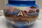 Painted gold and blue pot