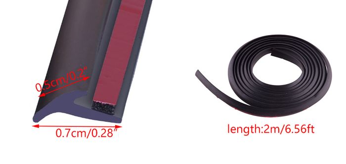 2M T-Shape Dustproof Car Front Left Right Door Sealing Strip Hood Trunk Edge Moulding Trim Weatherstrip Black Rubber Universal
