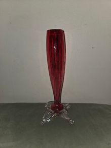 Hand Blown Antique Cranberry Glass Vase