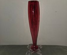 Hand Blown Antique Cranberry Glass Vase