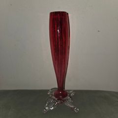Hand Blown Antique Cranberry Glass Vase