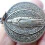 Antique Silver Plated Catholic Medal Charm Image 3