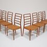 Mid Century Set of 8 x Teak and Tan Leather Dining Chairs Model 82 by Niels Otto Moller, 1960s Image 5