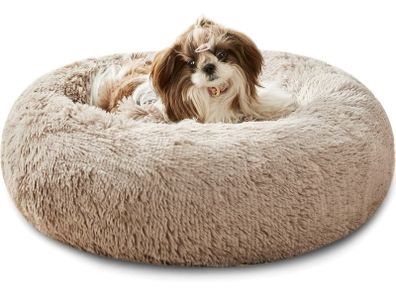Calming Dog Bed - Washable Fluffy Plush Puppy Cat Bed with Anti-Slip Bottom 60cm