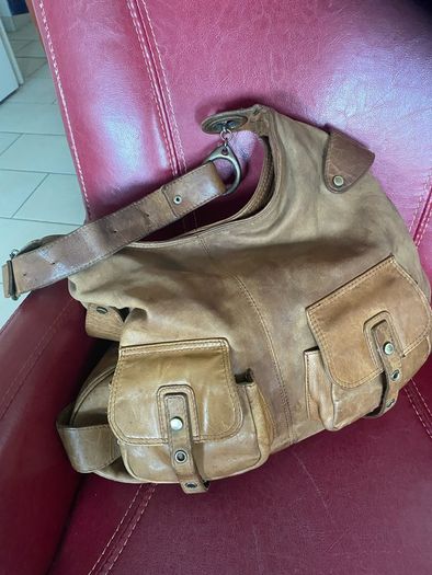 Cortefiel Leather Shoulder Bag