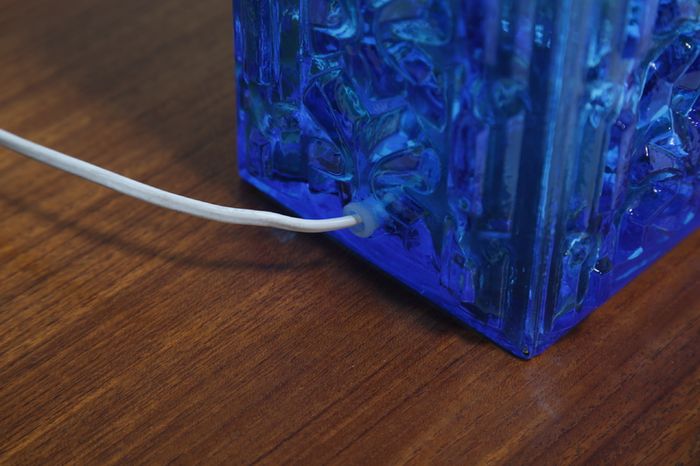 Vintage Swedish Blue Glass Table Lamp, 1960s.