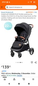 Kinderkraft GRANDE PLUS Stroller pushchair ( Birth to 22 kg) As New