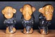 3 hand carved monkeys