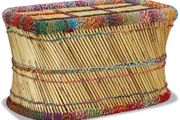 Coffee Table Bamboo with Chindi Details Multicolour