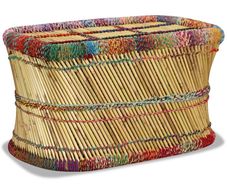 Coffee Table Bamboo with Chindi Details Multicolour