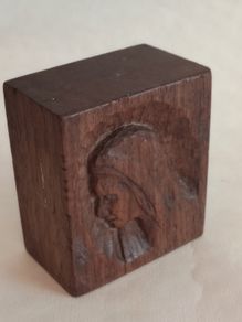 Vintage Hand Carved Wooden Block of Our Lady