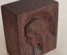 Vintage Hand Carved Wooden Block of Our Lady