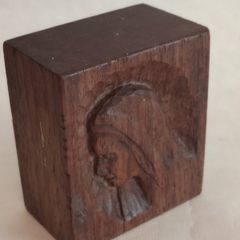 Vintage Hand Carved Wooden Block of Our Lady