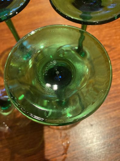 Luminarc  France Mid Century Green Stemmed Wine Glasses