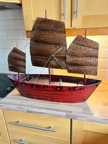 Metal Ship Ornament - Copper/Red colour