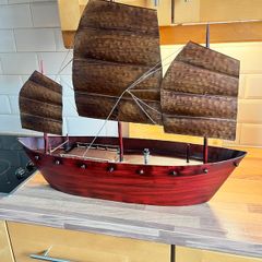 Metal Ship Ornament - Copper/Red colour