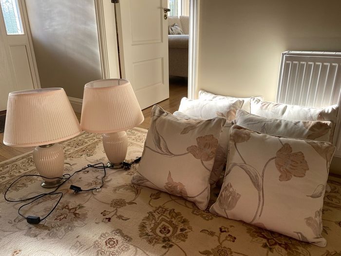 2 x lamps and 7 cushions