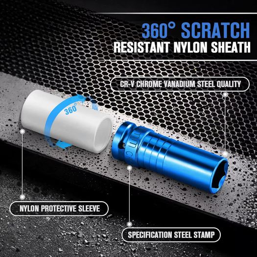 Drive Wheel Protector Impact Socket Impact Sleeve Set Durable Plastic Sleeves 17mm 19mm 21mm and 22mm