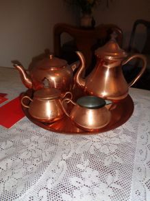 Vintage "Tagus" Copper Plated Tea Set for Sale