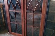 Vintage mahogany display cabinet with key