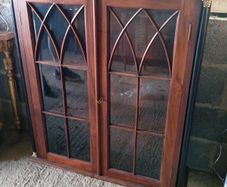 Vintage mahogany display cabinet with key