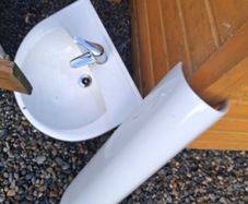 bathroom sink and pedestal