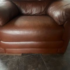 1 & 2 seater brown leather couches for sale