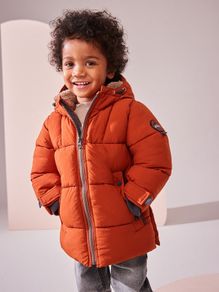 Next Baby Boys Rust Orange Winter Padded Coat 9-12 months