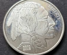 2002 Liberty Indian & Bufalo 1 oz .999 Silver Round