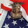 Vintage bronze new USA Bank and new USA flag Image 7