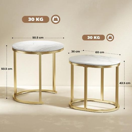 Marble-Effect Nesting Tables Set