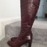 Lottusse Burgundy Brown Leather Knee High Boots Size Uk 6,5 Image 5