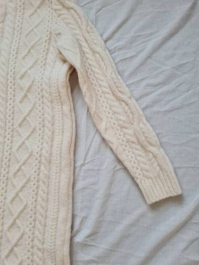 Lacoste alpaca wool Knitted long jumper Size 10 eu 38 cream in new condition