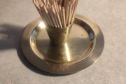 Small Brass Pot  Toothpick Set on on small brass trey.