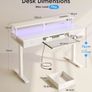 Height Adjustable Desk, 120cm Electric Standing Desk with Drawers, Sit stand up Table with Keyboard Tray, Office Table with Sockets and LED Light, Monitor Stand, White Image 10